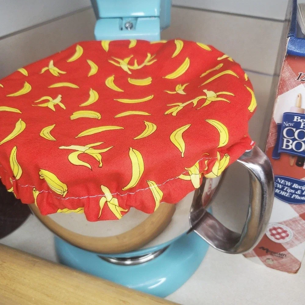 Blue Sock Monkey / Bananas Reversible KitchenAid Mixer Mixing Bowl Cover Baking